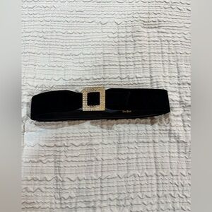 Neiman Marcus Black Velvet Belt with Silver Buckle